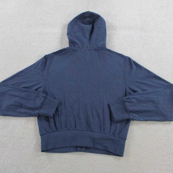 SKIMS Cotton Jersey Zip Up Slim Hoodie Womens Small Navy Blue Cropped Sweatshirt - Picture 4 of 10